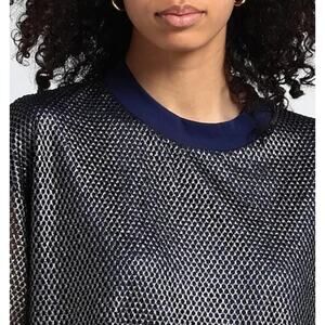 Wolford Mesh overlay t shirt Blue Gold Size arge Used Excellent Condition
